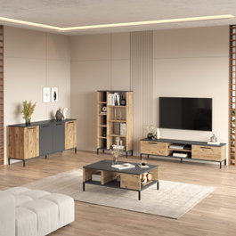 Hanah Home Conjunto de muebles de salón Rl6-Aa en Pino Atlántico y Antracita